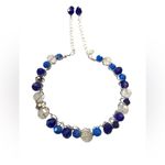 Austrian Crystal Hand Wired Bangle with Adjustable Sizing in Shades of Blue Silver Photo 3