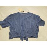 The East Order  ‘Mahlia’ Cobalt Blue Checked  Button Down Crop Top Size (L) Photo 3