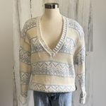 Vintage Pastel Knit Sweater 100% Cotton tennis preppy quiet luxury Large White Photo 9