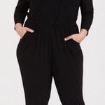 Torrid  Women's Black Crepe Lace-Up V-Neck Jumpsuit Size‎ 00 / 10 Photo 0