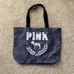 PINK - Victoria's Secret Victoria's Secret PINK gray and silver logo zip up tote bag NWT Photo 0