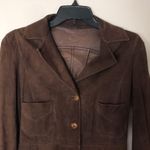 Ladies brown bottom down leather top size small Photo 1