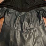 Vintage genuine leather small oversized Jacket with suede paisley‎ design Black Photo 11
