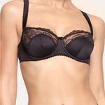 SKIMS  Stretch Satin Lace Unlined‎ Balconette Bra Black Onyx NWT 42B Photo 6