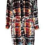 Attention ‎ orange, blue & white long sleeve dress medium Photo 0