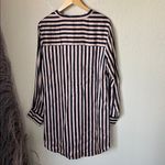 NWT weekend stories black and tan striped satin shirt dress Size L Photo 6