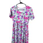 Pierre Cardin Vintage  Floral‎ Print Maxi Dress Pastel Roses Blue Purple Pink Photo 1