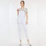KanCan Women’s White Distressed Adjustable Stretch Overalls Size Medium Photo 2