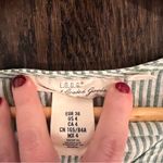 H&M  Green and White Striped V-Neck Blouse Photo 1