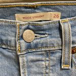 Levi's  Women's Wedgie Straight Distressed Button-Fly Blue Jeans Photo 4