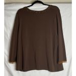Jones New York  Womens 2X Brown Embellished Beaded Sweater Preppy‎ Career Artsy Photo 1