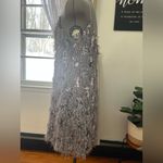 ZARA  Fringe Sequined Silver Mini Spaghetti Dress Photo 2