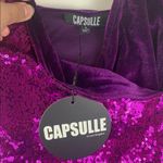 Capsulle size small Purple Sequin velour mini Dress party night boutique Photo 2