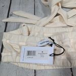 We Wore What Ivory Ribbed Tie Halter Bra Top M NWT | Crisscross Stretch Crop Photo 8