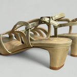 Walking Cradles Leandra Low Heeled Sandal New Gold Sparkle Leather Size 9 Photo 3