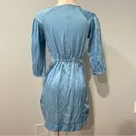Kensie NEW Blue Satin 3/4 Sleeve Pleated Button Front Dress Size Small Photo 2