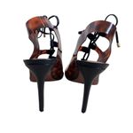 BCBGMAXAZRIA  Women’s Tortoise Shell Leather Lace-up Demi Heel Sandals Size 8.5 Photo 6