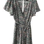 Trixxi Green Floral Romper Waist Tie Keyhole Opening Back Women's Size Medium Photo 0