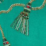 VTG Victoria Harbour Green Beaded Tassel Holiday Sweater Womens M Christmas Glam Size M Photo 3