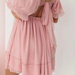 Mable Whimsical Blush Organza Babydoll Muse Chiffon Tulle Swiss Dot Skater Dress Pink Size L Photo 4