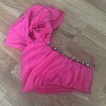 Area NYC magenta pink one shoulder rhinestone embellished crop top Size XS Photo 6