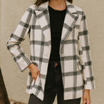 Bohme button front plaid soft collared blazer jacket with pockets sz S women’s p Photo 0