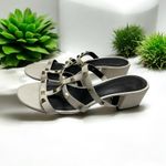 Rebecca Minkoff  White Leather Iron Studded Slide Heeled Sandal‎ - SZ 8.5 Photo 1