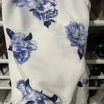 Lulus Pretty Peony Blue and White Floral Print Wrap Dress Photo 6