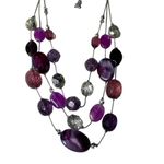 Multicolor NK Beaded Necklace Adjustable Length Purple Pink Silver Beads u Fashi Photo 1