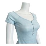 HALEY & JUNE Small blue & white checked tight bodycon mini Dress short sleeve Photo 5