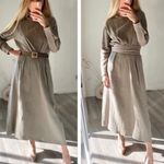 ZARA Linen Blend Midi Khaki Belted Dress Size XS Photo 2