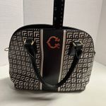 C Wonder Satchel Handbag Black White Geometric Pattern Gold Logo Top Handle Photo 6