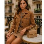 Kendall + Kylie  Shacket Faux Suede Button Up Autumn Fall Western Cowgirl Desert Photo 1