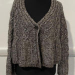 Ann Taylor brown and white cable knit cardigan with buttons Photo 0