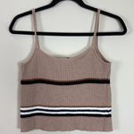 Lush Clothing Lush Crochet Tan and Black Striped Cropped Tank Size Small Photo 3