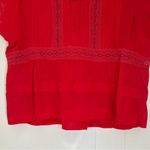 Isabel Marant  Etoile Red Square Neck Ruffle Short Sleeve Blouse 38 US 6 Photo 3