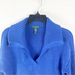 Ralph Lauren LAUREN  Blue Waffle Knit Long Sleeves V-Neck Sweater, Size Small Photo 4