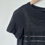 Lafayette 148  Black Striped Sheer Short Sleeve Dress with Slip XS Photo 1