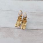 Swavorski Vintage Swarovski Clip On Earrings Statement Gold Tone & Clear Crystal Photo 6