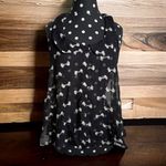 Xhilaration  Womens Tank Blouse Sz S Sheer‎ Black Cream Bow Print Racerback Photo 1