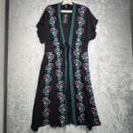 Curations Kimono Duster M Petite Black Embroidered Tunic Bohemian Resort Travel Size undefined Photo 1