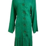 Vintage 80s Kathryn Deene Kelly Green Dress Drop Waist Pleated Skirt Size undefined Photo 0