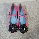 Frances Valentine Pink Mary Jane Block Heel Shoes Size 7B Flower Embellished Photo 1