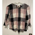 Anthropologie RO&DE bell sleeve plaid 3/4 pink black shirt XS Photo 4