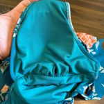 Cupshe  Teal Peach Floral Ruffle V-Neck Lace Up Back Monokini Swimsuit XL Photo 9