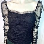 VICI Benefit Polka Dot Ruched Gathered Sleeve Mesh Tulle Top by Free the Roses Photo 13