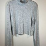 American Eagle Women's Mock Neck Ribbed Cropped Top Shirt Gray Long Sleeve Sz XL Photo 0