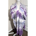 Free People Tie Dye Kimono Wrap sweater Purple Grey One size Boho shawl poncho Photo 3
