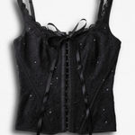 Size Small Rhinestone Tie Black Corset Tank Top Photo 0