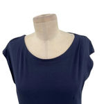 Eileen Fisher Viscose Jersey Knit Dress Navy Blue Cap Sleeve Size Small Photo 1